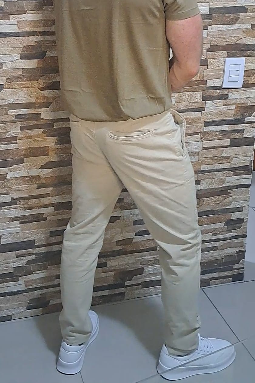 Calça alfaiataria slim sarja com elastano